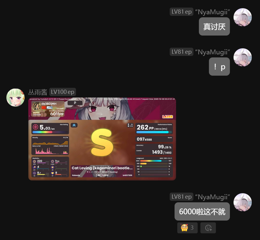 4k 6000pp 达成！